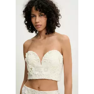 Rotate top femei, culoarea bej, cu imprimeu, 113778857 imagine