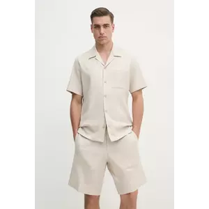 Iceberg cămașă din amestec de in bărbați, culoarea bej, regular, G080 0140 imagine