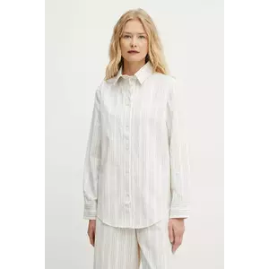 MM cămașă din bumbac femei, culoarea bej, cu guler clasic, relaxed, 2516111048600 imagine