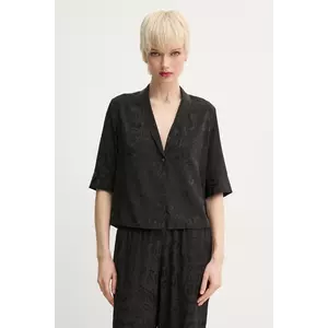 ZADIG&VOLTAIRE cămașă de mătase femei, culoarea negru, cu guler clasic, regular, WWSH02222 imagine