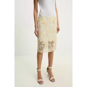 Rotate fustă culoarea galben, midi, drept, 113673858 imagine