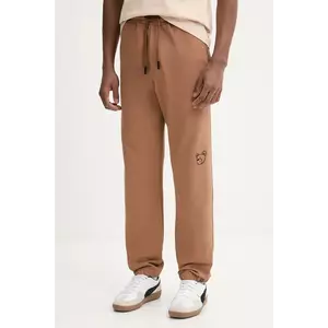 Inbetweeners pantaloni de trening din bumbac culoarea maro, drept, medium waist, S5TWUAFP026 imagine