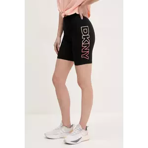 Dkny pantaloni scurți femei, culoarea negru, cu imprimeu, high waist, DP5S5233 imagine