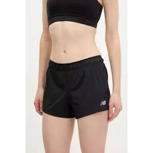 New Balance pantaloni scurți de alergare culoarea negru, uni, medium waist, WS41286BK imagine