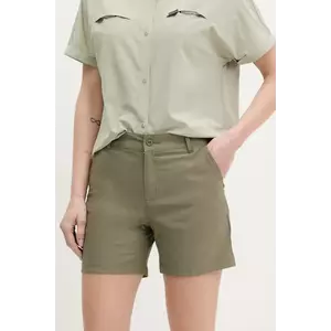 Columbia pantaloni scurți outdoor Leslie Falls culoarea verde, uni, medium waist, 2126061 imagine