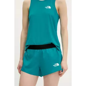 The North Face pantaloni scurți sport Breeze femei, culoarea verde, cu imprimeu, high waist, NF0A8BNX6GO1 imagine
