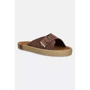 Bohonomad papuci de piele Casablanca femei, culoarea maro, CAS.12 imagine