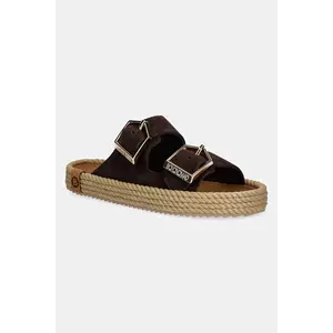 Bohonomad papuci de piele Sydney femei, culoarea maro, SYD.12 imagine