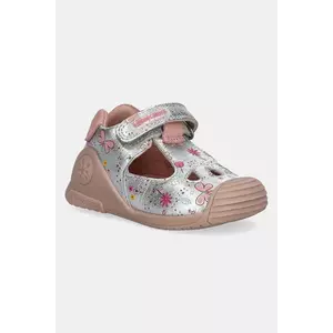 Biomecanics sandale din piele pentru copii culoarea argintiu, 252102 imagine