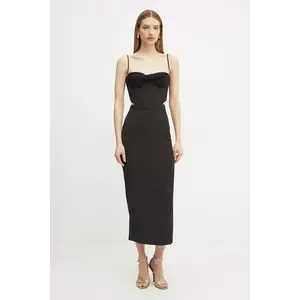 Bardot rochie culoarea negru, maxi, dreaptă, 58535DB imagine