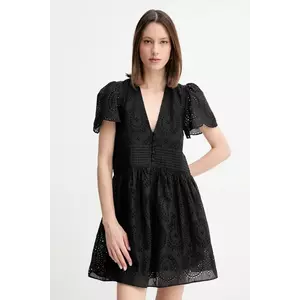 BOSS Orange rochie din bumbac culoarea negru, mini, evazată, 50538362 imagine