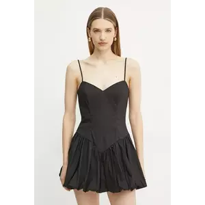 Bardot rochie din bumbac culoarea negru, mini, evazată, 59794DB imagine