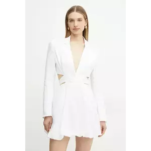 Bardot rochie din in culoarea alb, mini, dreaptă, 59860DB imagine