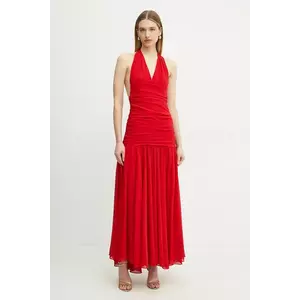 Bardot rochie culoarea rosu, maxi, evazată, 59835DB imagine