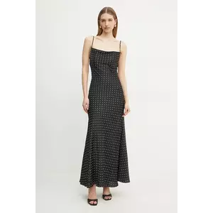 Bardot rochie culoarea negru, maxi, evazată, 59709DB4 imagine