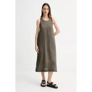 MM rochie din in culoarea verde, midi, evazată, 2516221018600 imagine