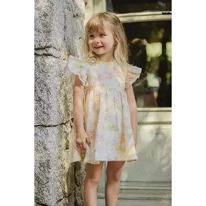 Tartine et Chocolat rochie din in pentru copii culoarea portocaliu, mini, evazată, CA30041 imagine