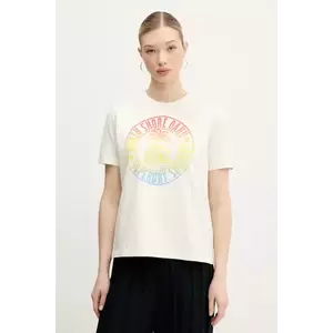 Superdry tricou din bumbac femei, culoarea bej, W1011614A-22C imagine