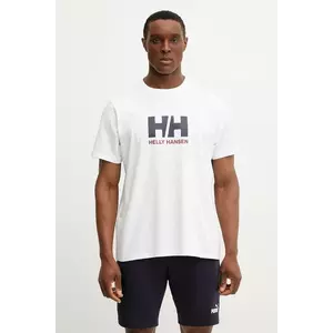 Helly Hansen tricou din bumbac HH LOGO bărbați, culoarea alb, cu imprimeu, 54596 imagine