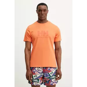 Helly Hansen tricou din bumbac HH LOGO bărbați, culoarea portocaliu, cu imprimeu, 54596 imagine