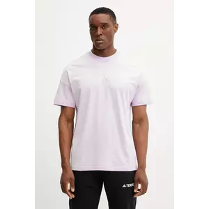 adidas tricou din bumbac ALL SZN bărbați, culoarea violet, cu imprimeu, JI6400 imagine