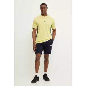 adidas tricou din bumbac Essentials bărbați, culoarea galben, cu imprimeu, JE6387 imagine