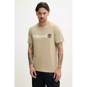 Timberland tricou din bumbac bărbați, culoarea bej, cu imprimeu, TB0A5UPQDH41 imagine