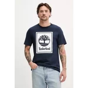 Timberland tricou din bumbac bărbați, culoarea albastru marin, cu imprimeu, TB0A5WQQ4331 imagine