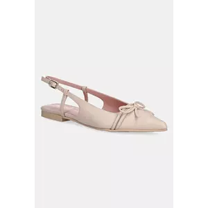 Pretty Ballerinas balerini de piele Yvette culoarea bej, cu toc deschis, 52144_B imagine
