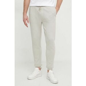 BOSS Orange pantaloni de trening din bumbac culoarea bej, melanj imagine
