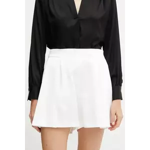 BOSS pantaloni scurti femei, culoarea alb, neted, high waist, 50537474 imagine