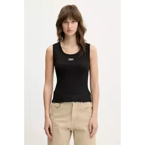 Tommy Jeans top din bumbac culoarea negru, DW0DW21369 imagine