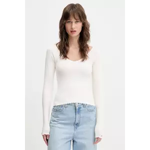 Tommy Jeans longsleeve culoarea bej, DW0DW20236 imagine