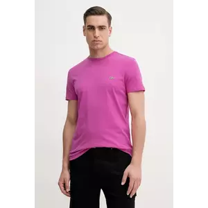 Lacoste tricou din bumbac bărbați, culoarea alb, uni, TH6709 imagine