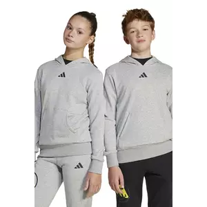 adidas bluză copii culoarea gri, cu glugă, melanj, JD3288 imagine
