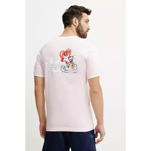 adidas Originals tricou din bumbac Cali Tee barbati, culoarea roz, cu imprimeu, JP0985 imagine