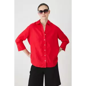 Medicine camasa de in culoarea rosu, cu guler clasic, relaxed imagine