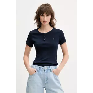 Tommy Jeans tricou din bumbac femei, culoarea albastru marin, DW0DW19502 imagine