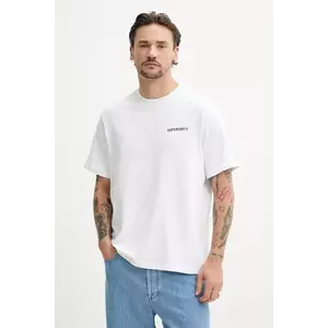 Superdry tricou din bumbac bărbați, culoarea alb, cu imprimeu, M1012225A-T7X imagine