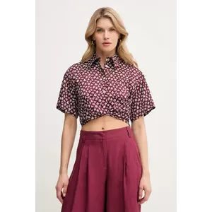 Marella cămașă din bumbac MOCA femei, culoarea bordo, cu guler clasic, regular, 2513111042200 imagine