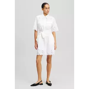 Karl Lagerfeld rochie din bumbac culoarea alb, mini, dreaptă, A2W13009 imagine