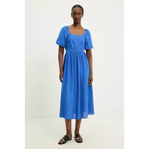 Answear Lab rochie din in culoarea bleumarin, midi, evazată imagine