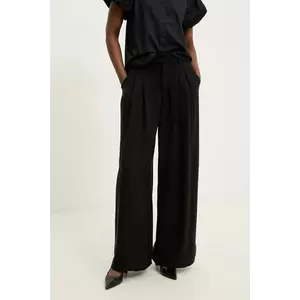 Answear Lab pantaloni femei, culoarea negru, lat, high waist imagine