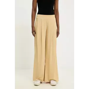 Answear Lab pantaloni femei, culoarea galben, drept, high waist imagine