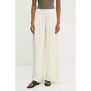 Answear Lab pantaloni femei, culoarea bej, drept, high waist imagine