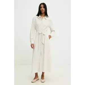 Answear Lab rochie din in culoarea bej, midi, evazată imagine