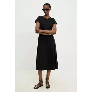 Answear Lab rochie din bumbac culoarea negru, midi, evazată imagine