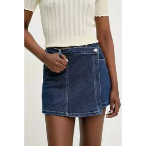 Answear Lab fustă și pantaloni denim femei, culoarea albastru marin, neted, high waist imagine
