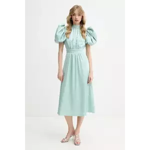 Rotate rochie culoarea turcoaz, midi, evazată, 113952305 imagine