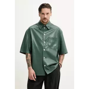 Nanushka cămașă AKSEL bărbați, culoarea verde, cu guler clasic, relaxed, NM25RSTP02467 imagine